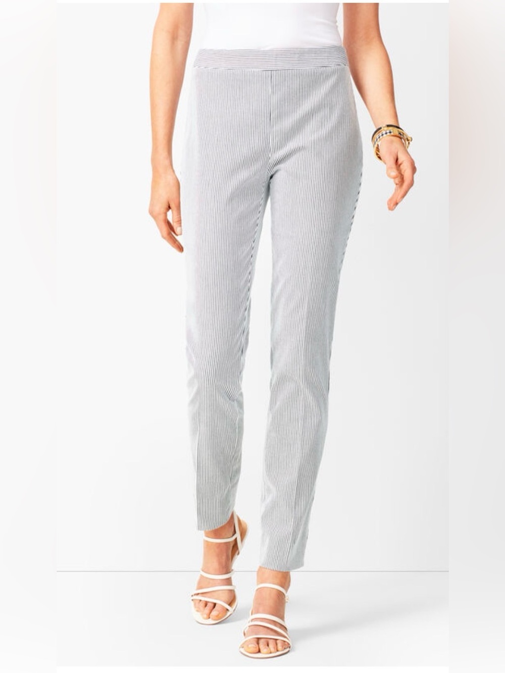 Talbots Chatham Ankle Blue and White Striped Pants Women’s sz 8